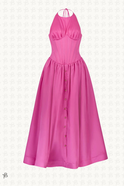 Women's Poplin Button Maxi Dress
