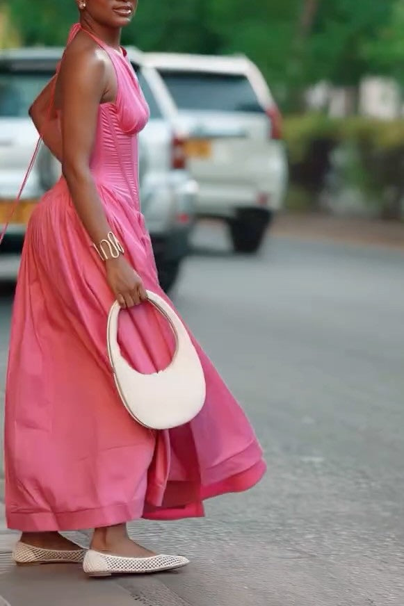 Women's Poplin Button Maxi Dress