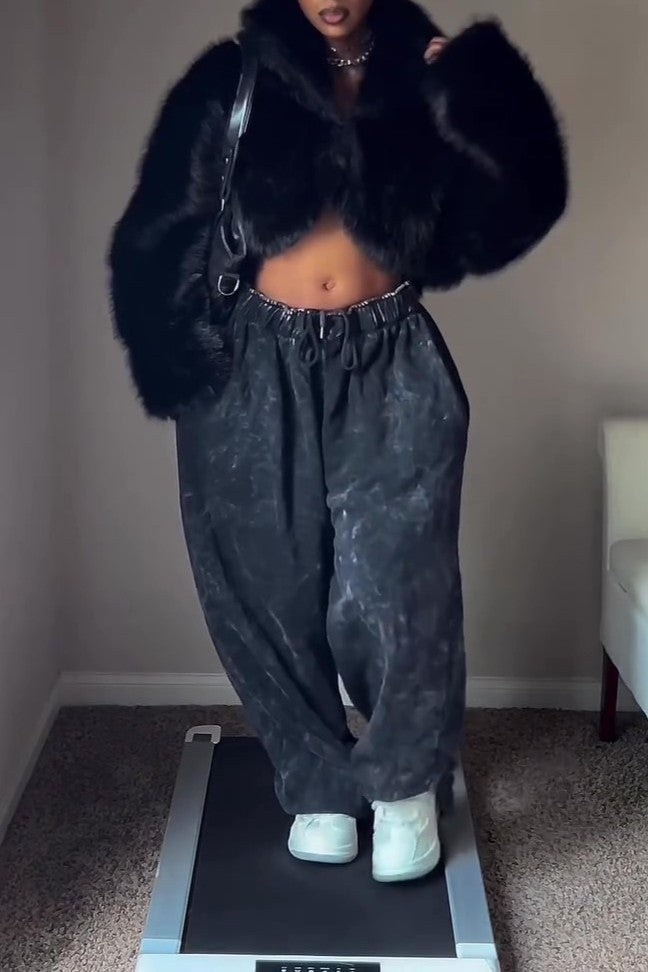 Washed Grey Soft Denim Jogging Pants