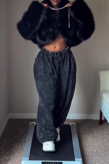 Washed Grey Soft Denim Jogging Pants