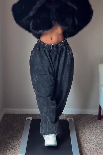 Washed Grey Soft Denim Jogging Pants