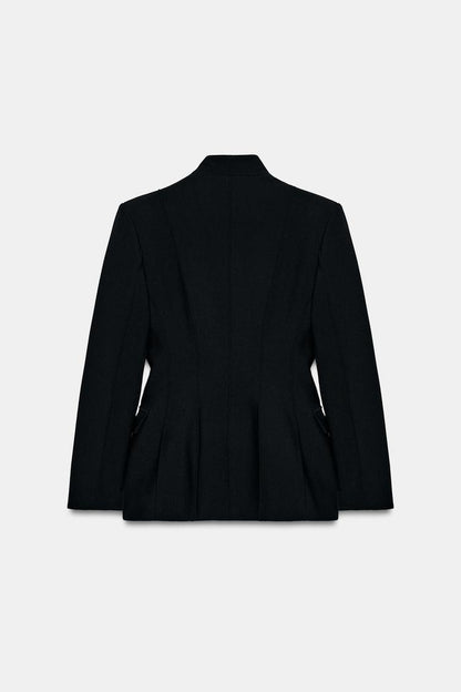 Fitted Waist and Stand-up Shoulder Fitted Blazer