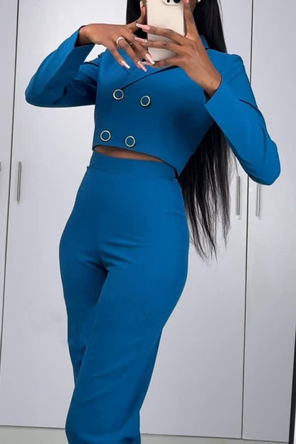 Cropped Jacket and Wide-leg Trouser Suit