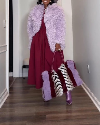 Leather Faux Fur Tote Bag