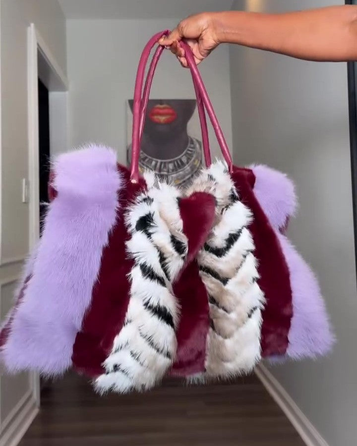 Leather Faux Fur Tote Bag