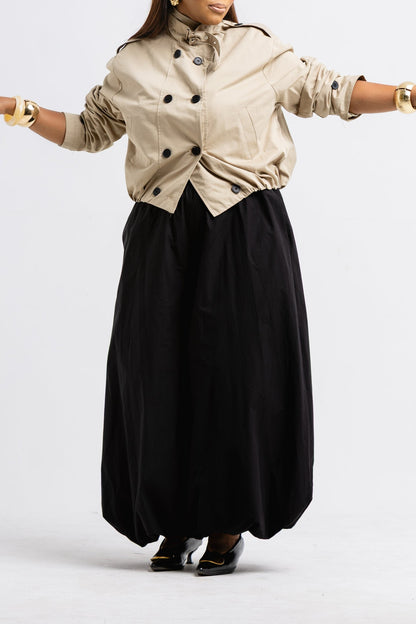 Button-down Trench Cropped Coat