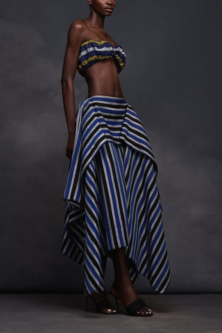 Dark Blue Oversized Midi Skirt