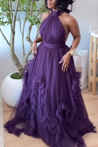 Multi-layered Tulle Maxi Gown Dress