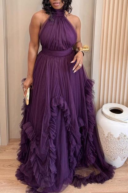 Multi-layered Tulle Maxi Gown Dress