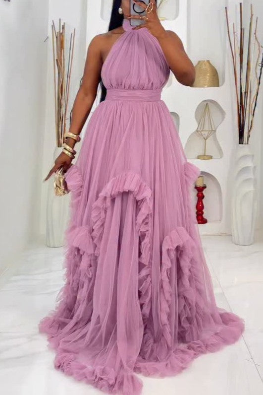 Multi-layered Tulle Maxi Gown Dress