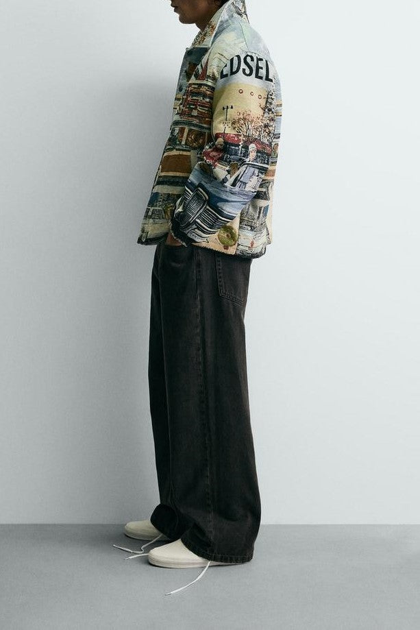 Retro Print Quilted Flight Jacket