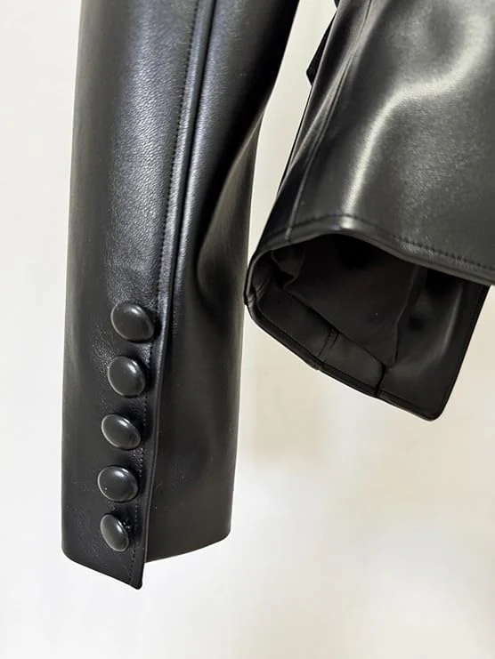 Genuine Leather V-neck Jacket With Belt