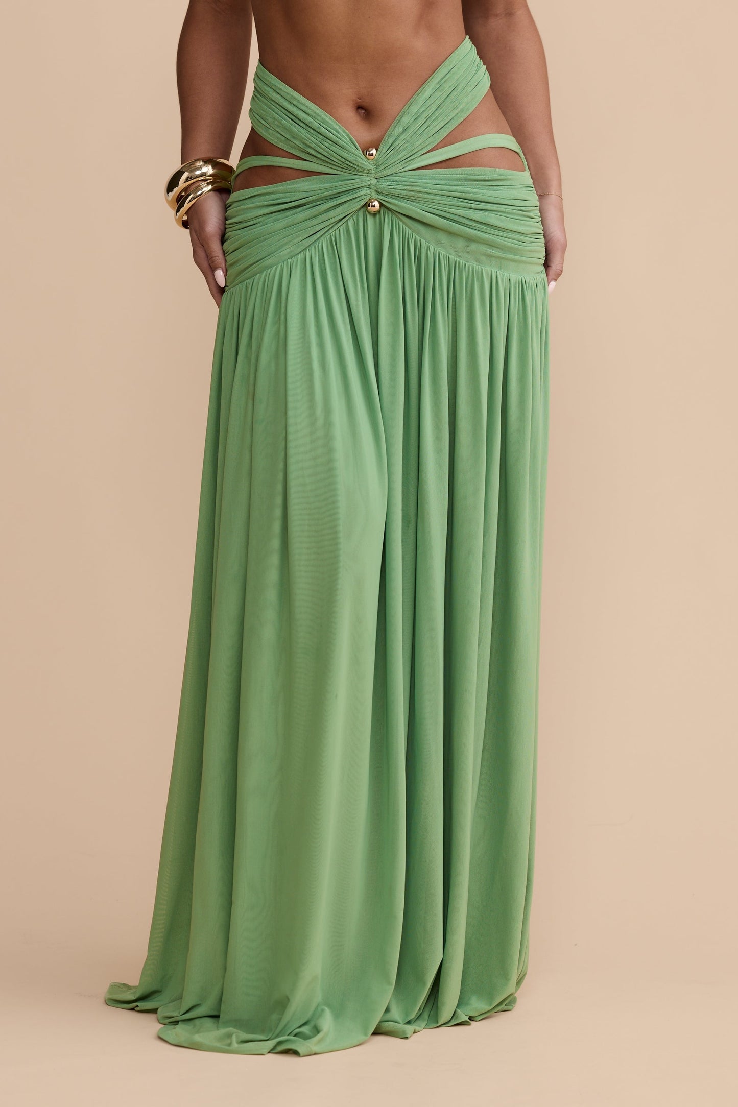 Soft Mesh Metallic Pleated Maxi Dress