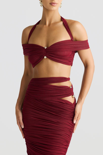 Soft Mesh Metallic Pleated Maxi Dress