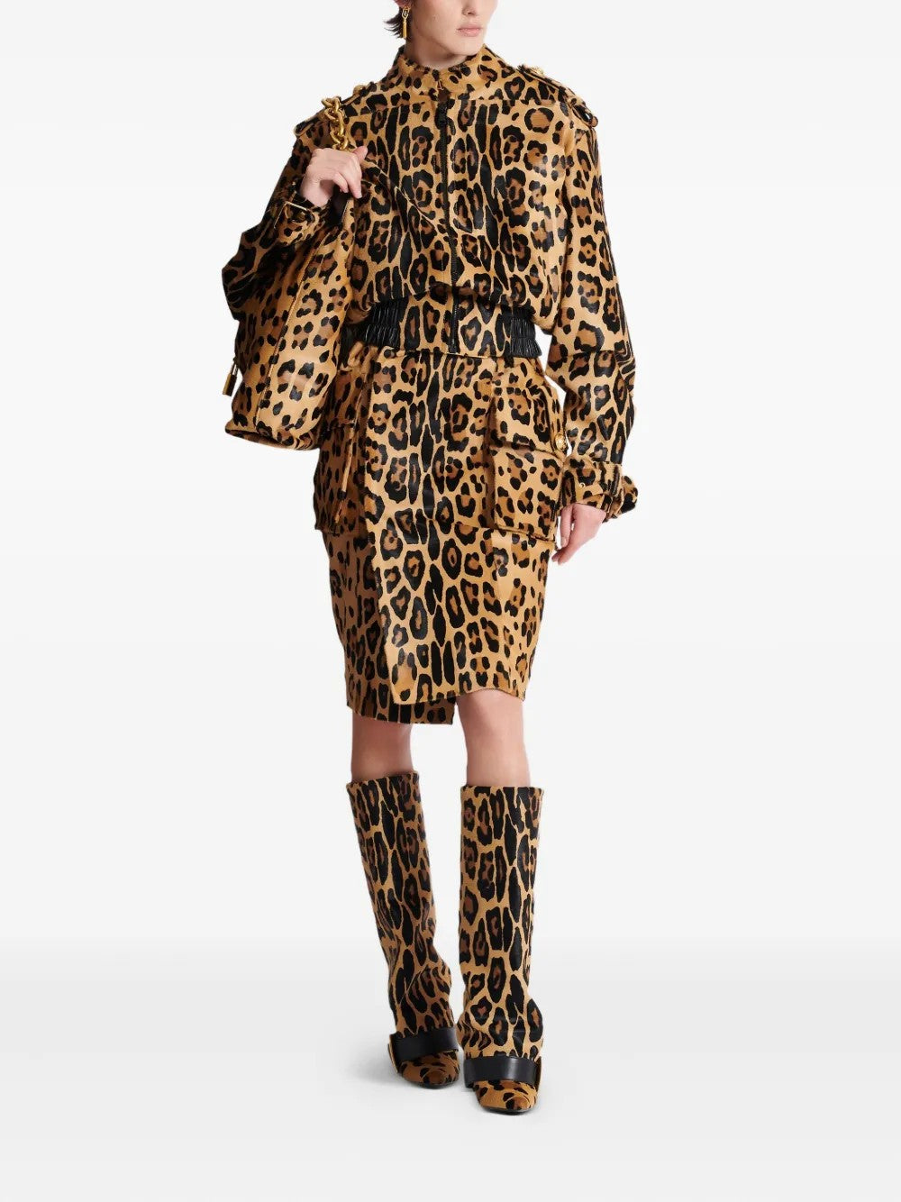 Leopard-print Bomber Jacket Set