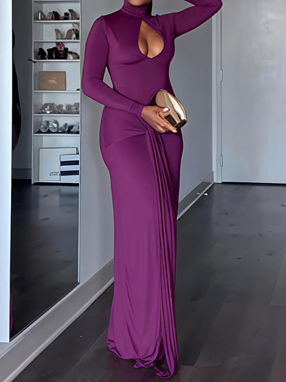 Self-tie Detail Cutout Draped Maxi Dress