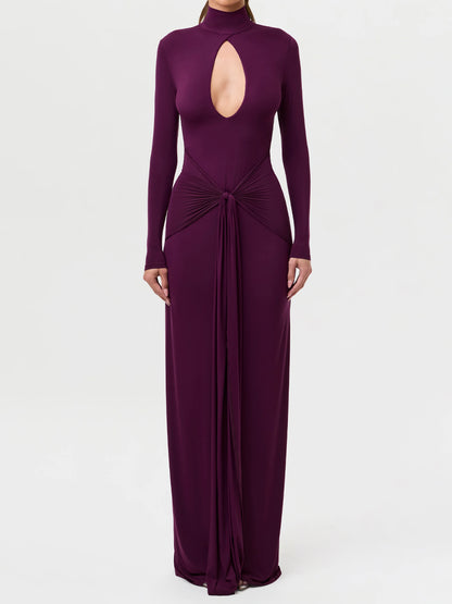 Self-tie Detail Cutout Draped Maxi Dress