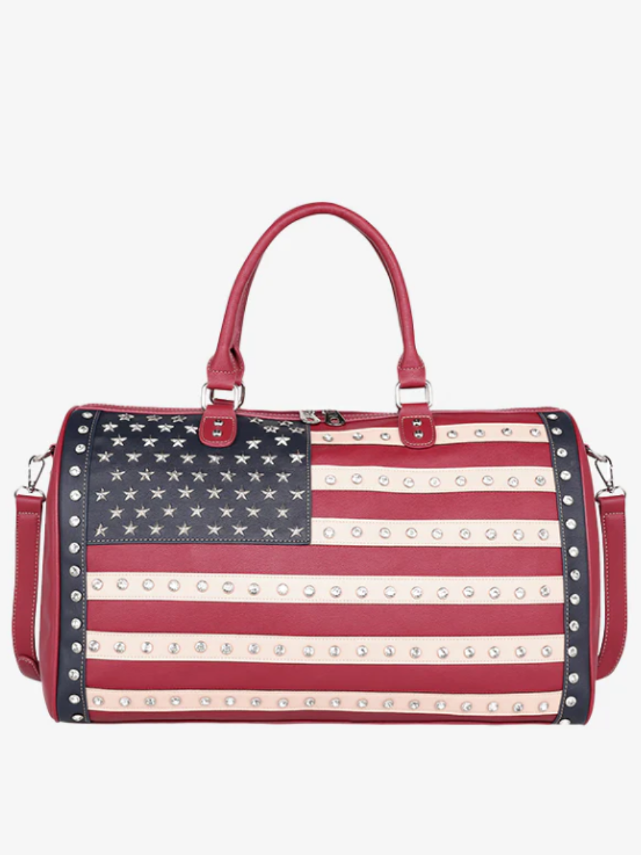 American Flag Studded Faux Leather Large Bag