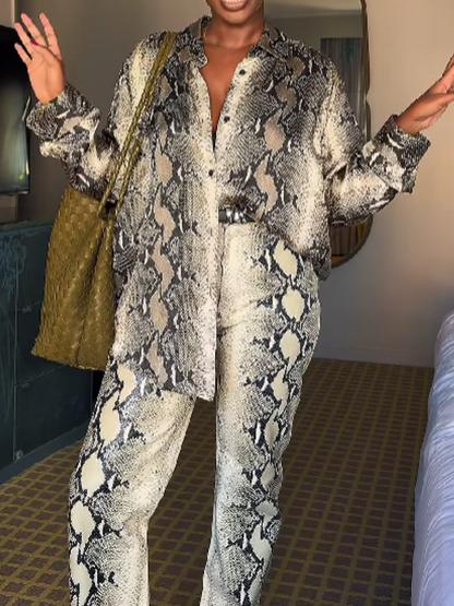 Snakeskin print two-piece suit