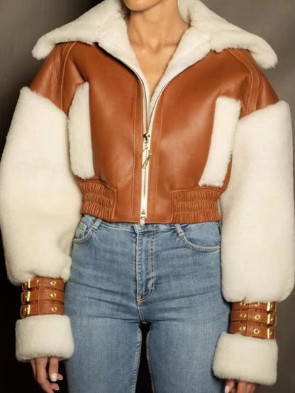 Vintage Patchwork Contrast Hooded Jacket