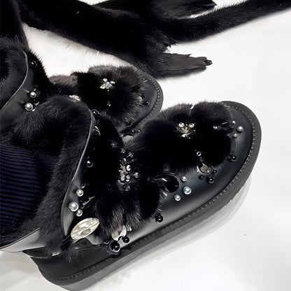 Rhinestone Sparkle Fur Snow Boots