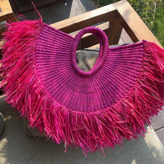 Tassel Handheld Straw Woven Bag Holiday Travel Woven Bag
