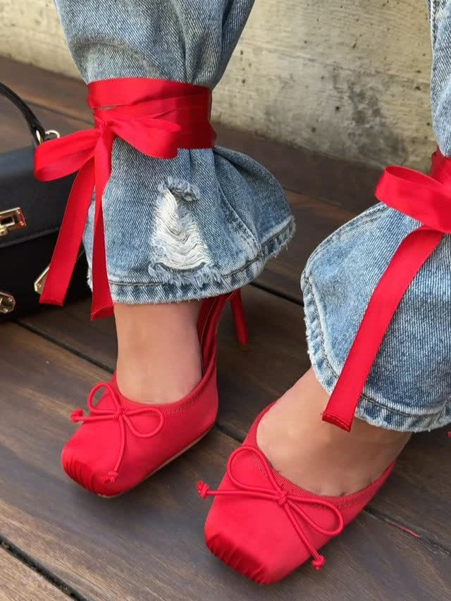 Silk Ribbon Ballet High Heels