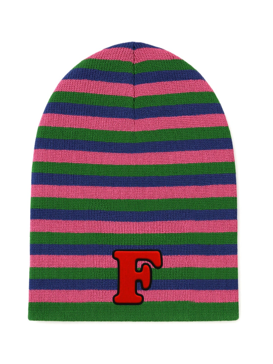 Contrast Striped Knit Hat