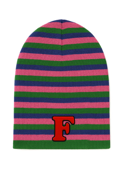 Contrast Striped Knit Hat