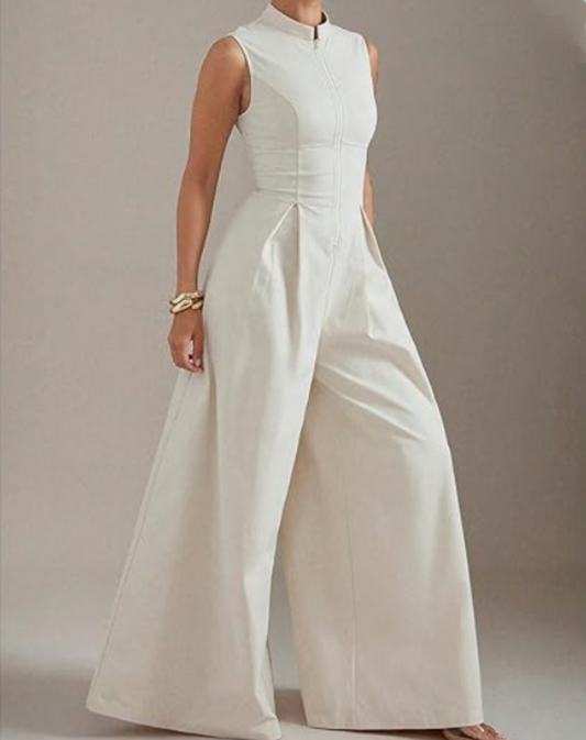 Sleeveless Zip-Up Pants Suit