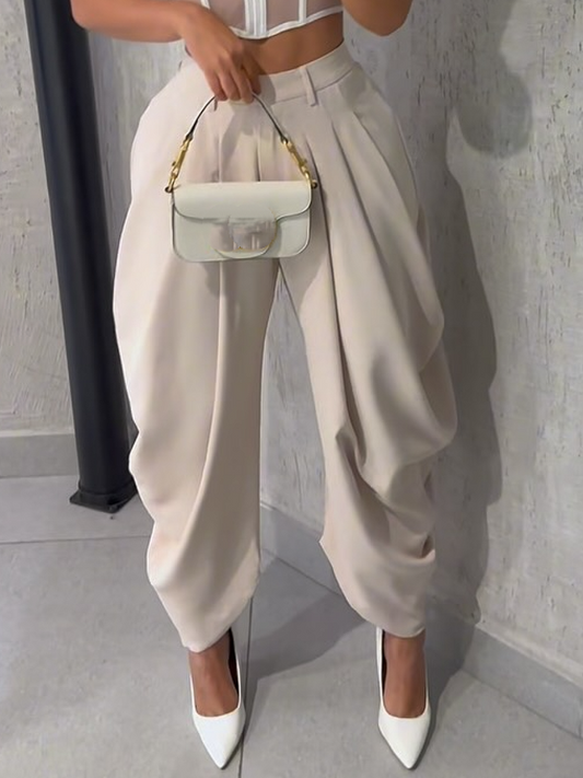 High Waist Loose Drape Irregular Casual Trousers