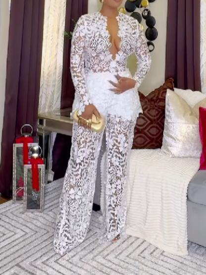 Lace Deep V Jumpsuit