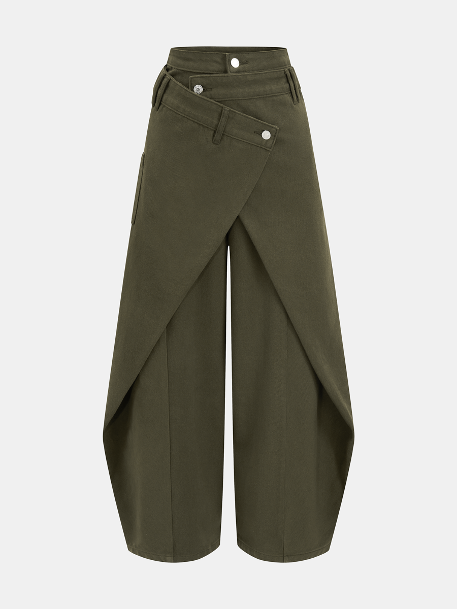 Cross-Slit Wide-Leg Jeans