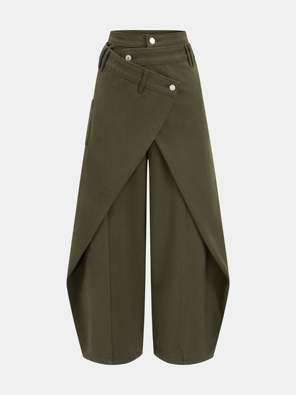 Cross-Slit Wide-Leg Jeans