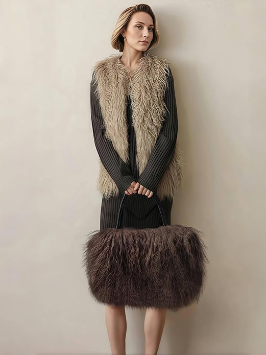 Large Capacity Faux Fur Shoulder Bag