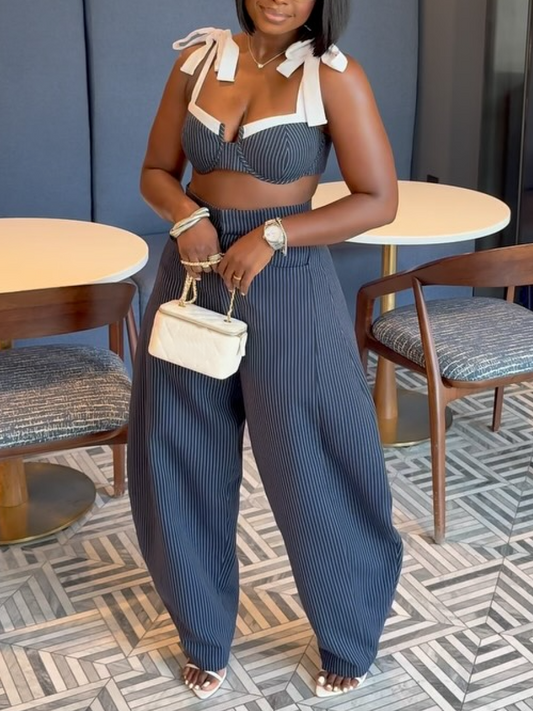 Pinstripe Top and Pants Set