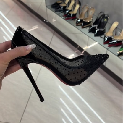 Velvet Rhinestone Stiletto Heels