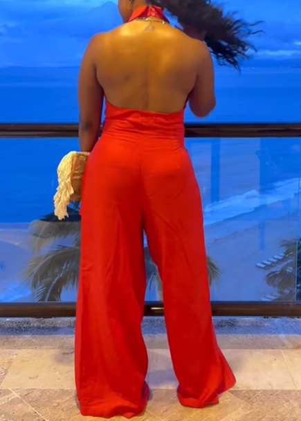 Vest Fake Two-piece Linen Jumpsuit