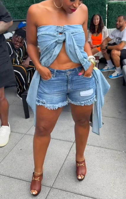 Strap Strapless Denim Blouse