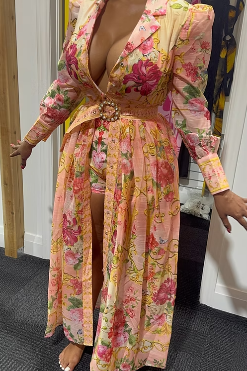 Classy Pink Floral Maxi Romper