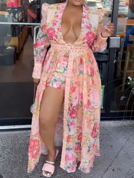 Classy Pink Floral Maxi Romper