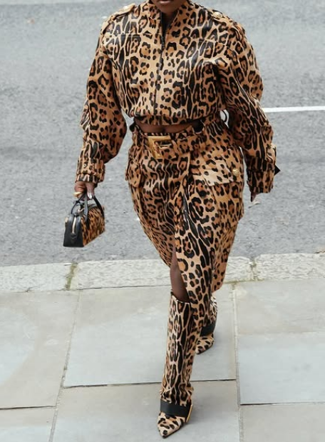 Leopard-print Bomber Jacket Set