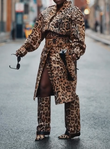 Leopard-print Bomber Jacket Set