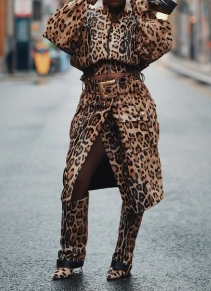 Leopard-print Bomber Jacket Set
