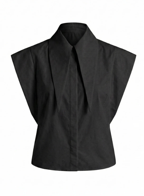 Sleeveless Statement Collar Shirt