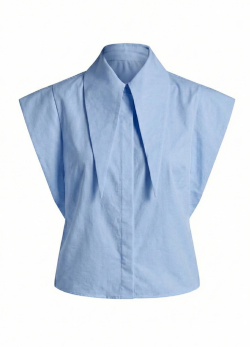 Sleeveless Statement Collar Shirt