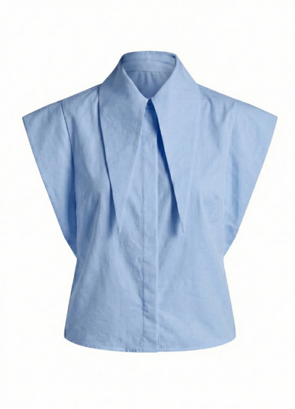 Sleeveless Statement Collar Shirt