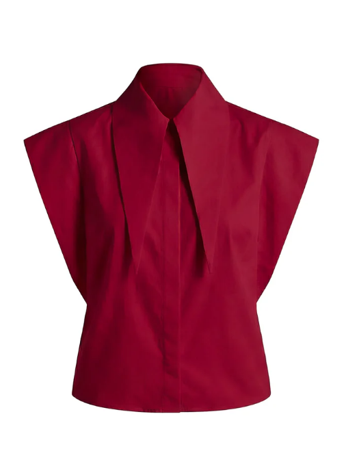 Sleeveless Statement Collar Shirt