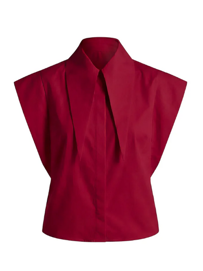 Sleeveless Statement Collar Shirt