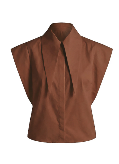 Sleeveless Statement Collar Shirt
